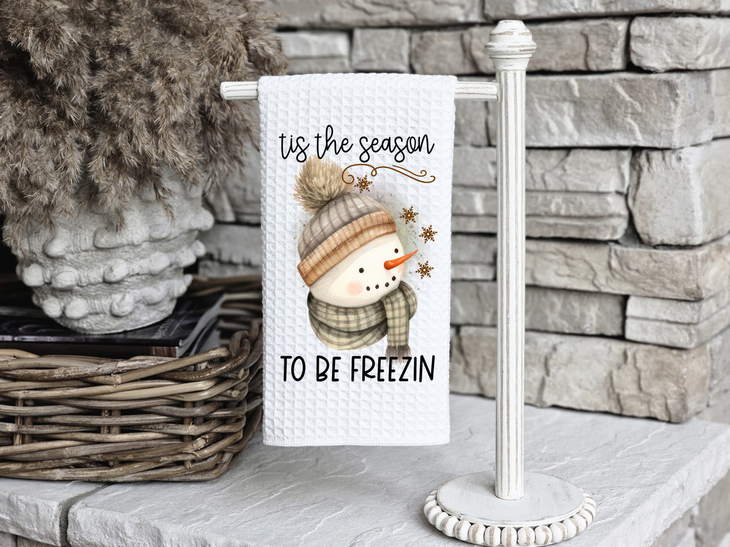 Tis The Season Christmas kitchen Waffle Towels