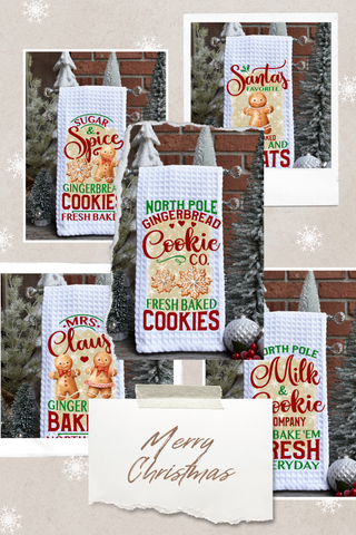 Gingerbread Cookie Christmas Kitchen Waffle towel