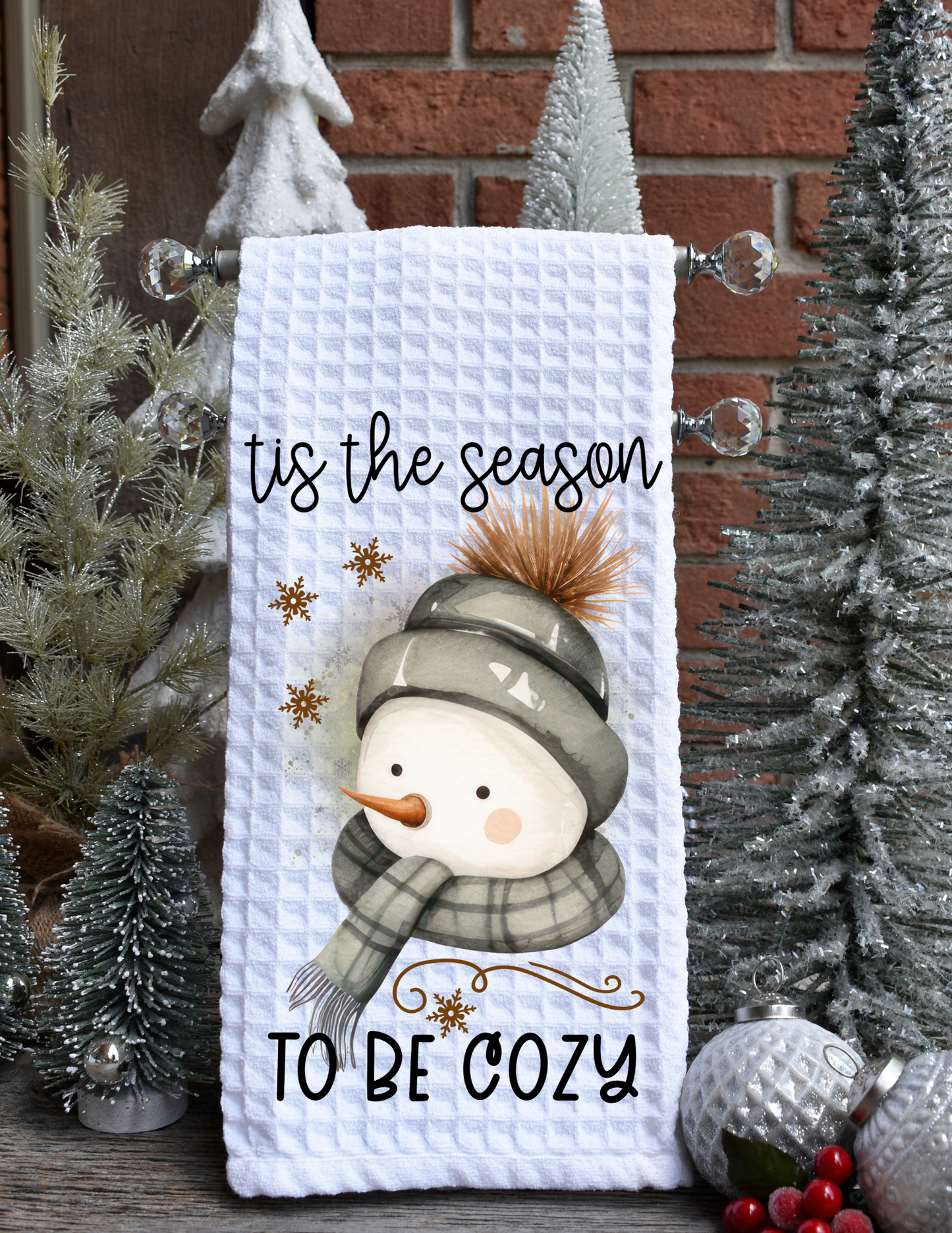 Tis The Season Christmas kitchen Waffle Towels