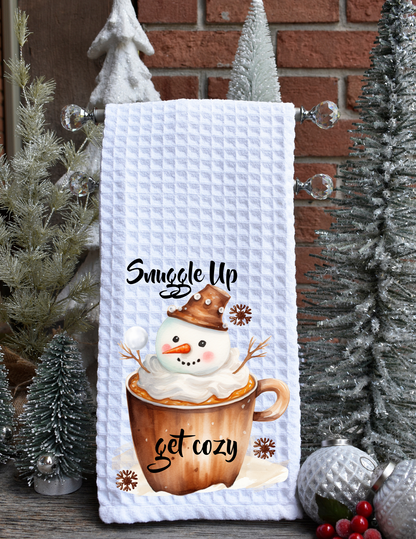 Snowman Christmas Kitchen Waffle Towels