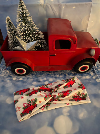 Red Christmas Farm truck Headband