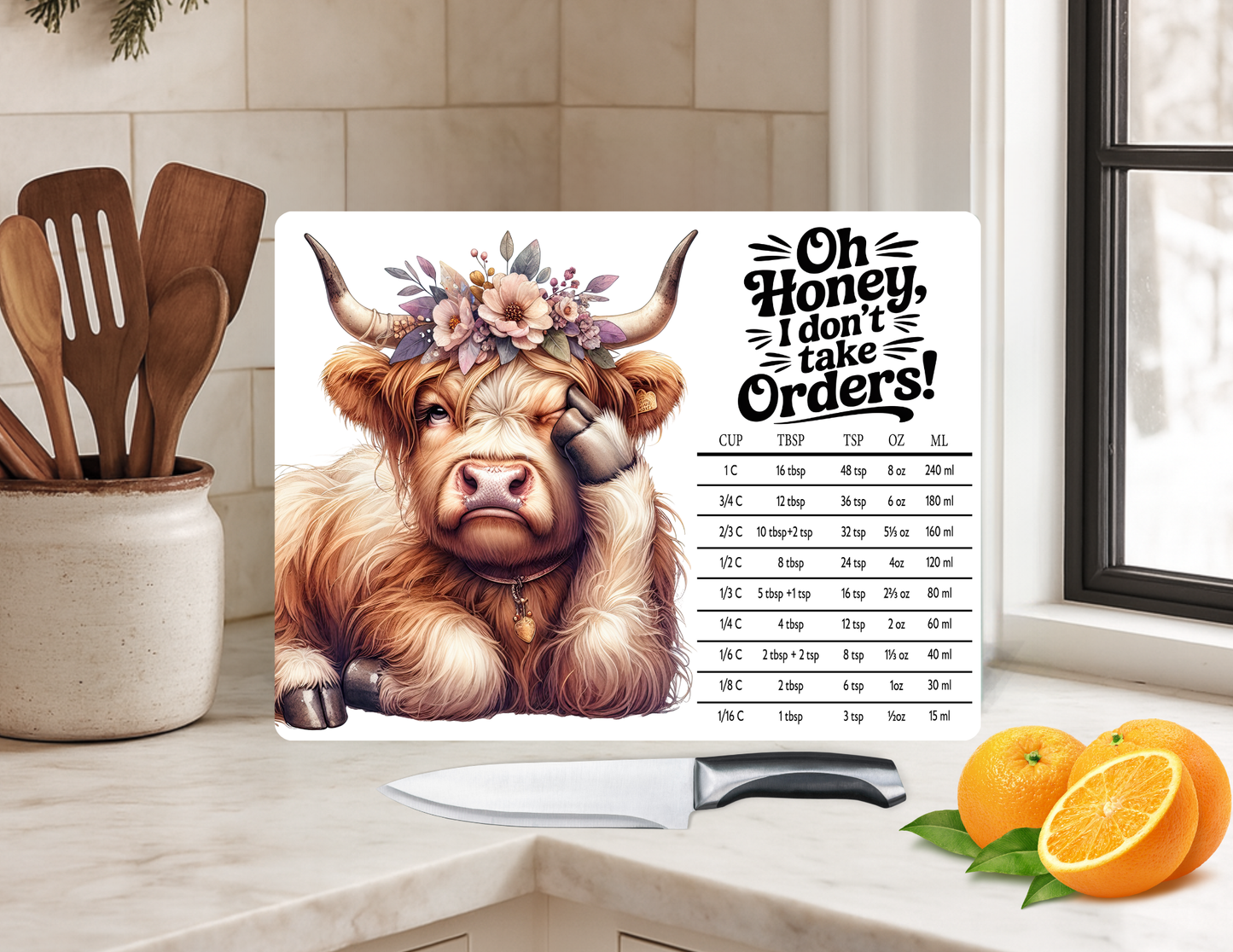 Oh Honey I Don't Take Orders Glass Cutting Board