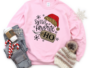 Santa's Favorite Ho Leopard Hat Crewneck Sweatshirt