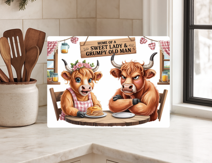 Sweet Lady & Grumpy old Man Glass Cutting Board