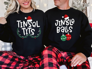 Tinsel Tits/Jingle Balls Couple Christmas Crewneck Sweatshirt