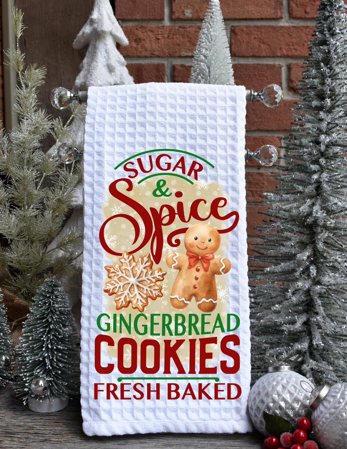 Gingerbread Cookie Christmas Kitchen Waffle towel