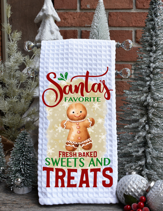 Gingerbread Cookie Christmas Kitchen Waffle towel