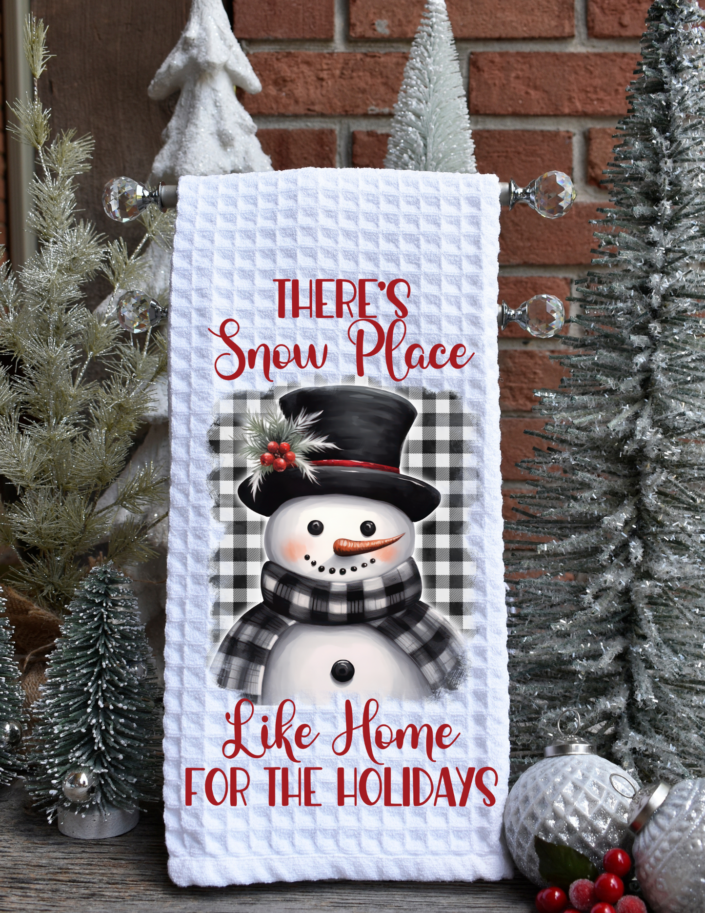Snowman Christmas Kitchen Waffle Towels