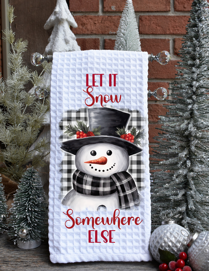 Snowman Christmas Kitchen Waffle Towels