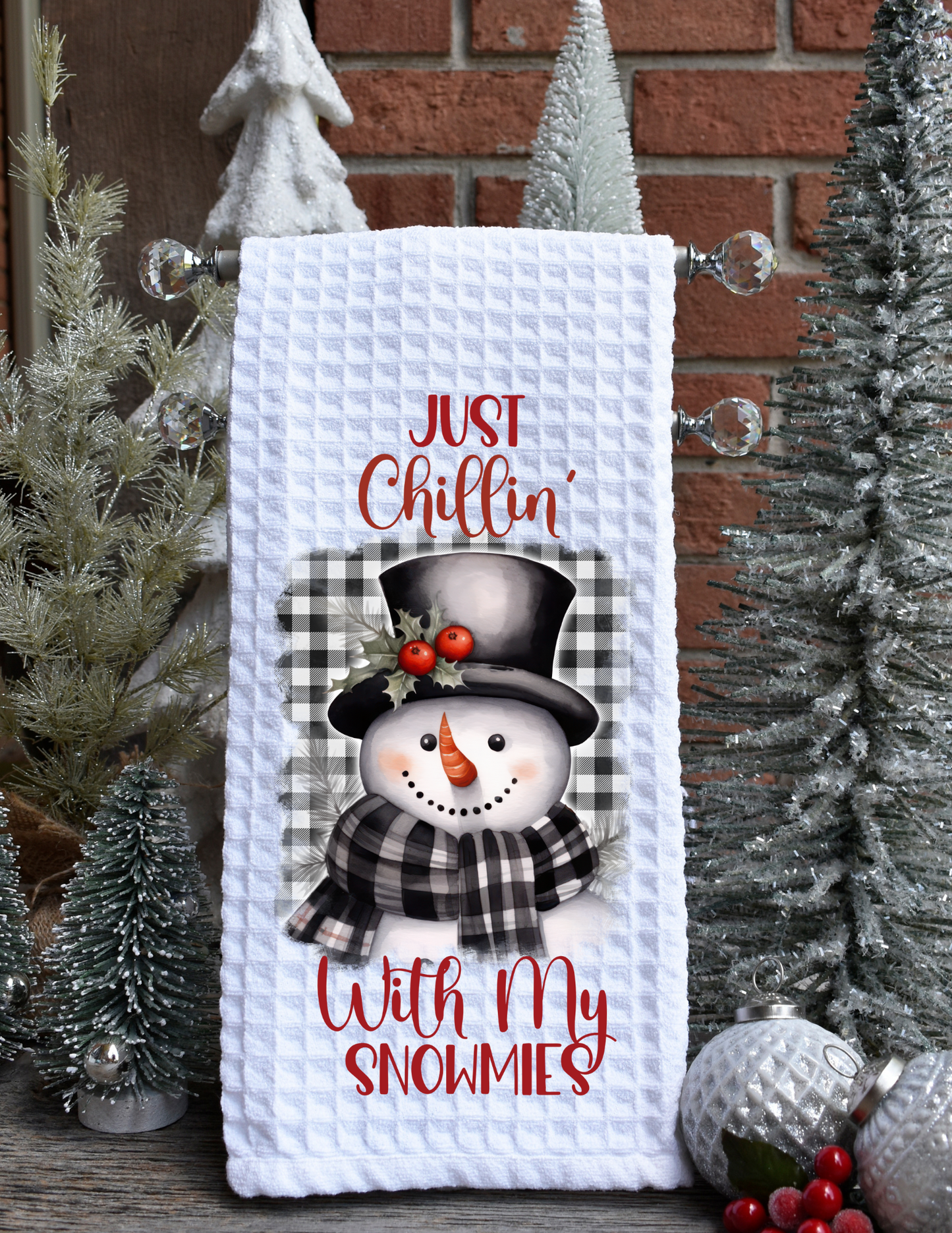 Snowman Christmas Kitchen Waffle Towels