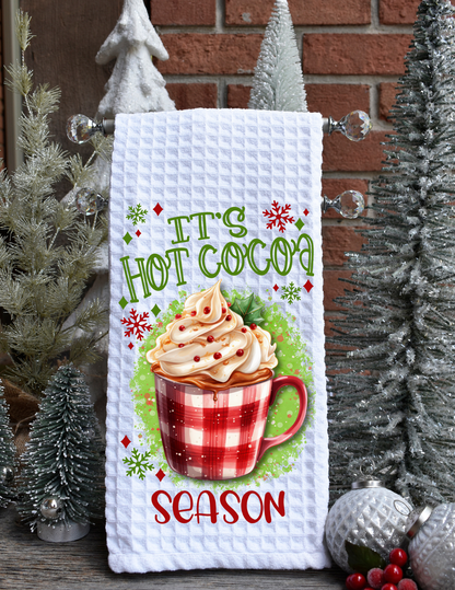 Hot Cocoa Christmas Kitchen Waffle Towel