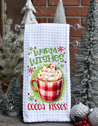 Hot Cocoa Christmas Kitchen Waffle Towel