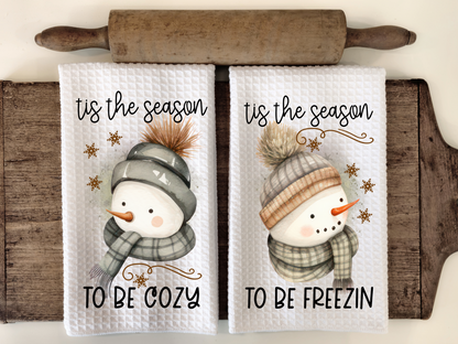 Tis The Season Christmas kitchen Waffle Towels