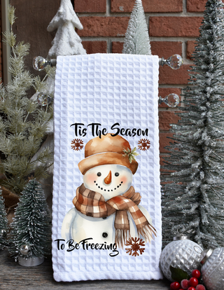 Snowman Christmas Kitchen Waffle Towels