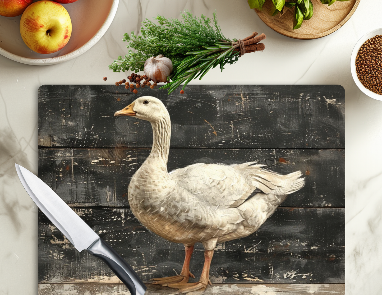 Farmhouse Goose Glass Cutting Board